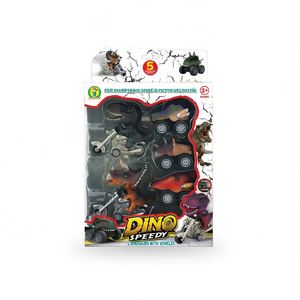 Juego de Juguetes de Metal Fundido a Presión Dino Speedy con 5 Dinosaurios y Vehículos de Arrastre para Niños de 3+ Años - Product Image 2