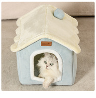 Nid pour animaux de compagnie pliable de luxe, amovible, lavable, rembourrage en cachemire, respirant, lit pour chat et chien, petite grotte pour chien, canapé, utilisation toute saison