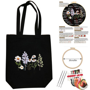 Thêu túi Tote <span class=keywords><strong>kit</strong></span>, thêu <span class=keywords><strong>Kit</strong></span> cho người mới bắt đầu với họa tiết hoa. Thích hợp cho người mới bắt đầu và người lớn - Product Image 1