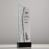 Trophée en marbre éco-responsable, trophée en cristal personnalisé de forme créative, gravure intérieure, noir et argent, récompense commémorative pour les cadres d'entreprise