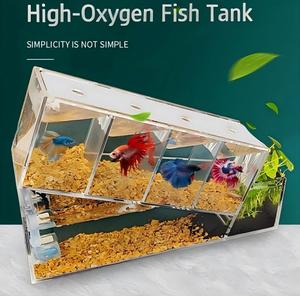 <span class=keywords><strong>Aquarium</strong></span> d'isolement pour <span class=keywords><strong>betta</strong></span> en acrylique ultra-blanc, petit bassin à poissons, combinaison multi-grilles, filtre sans entretien, eau sans changement - Product Image 3