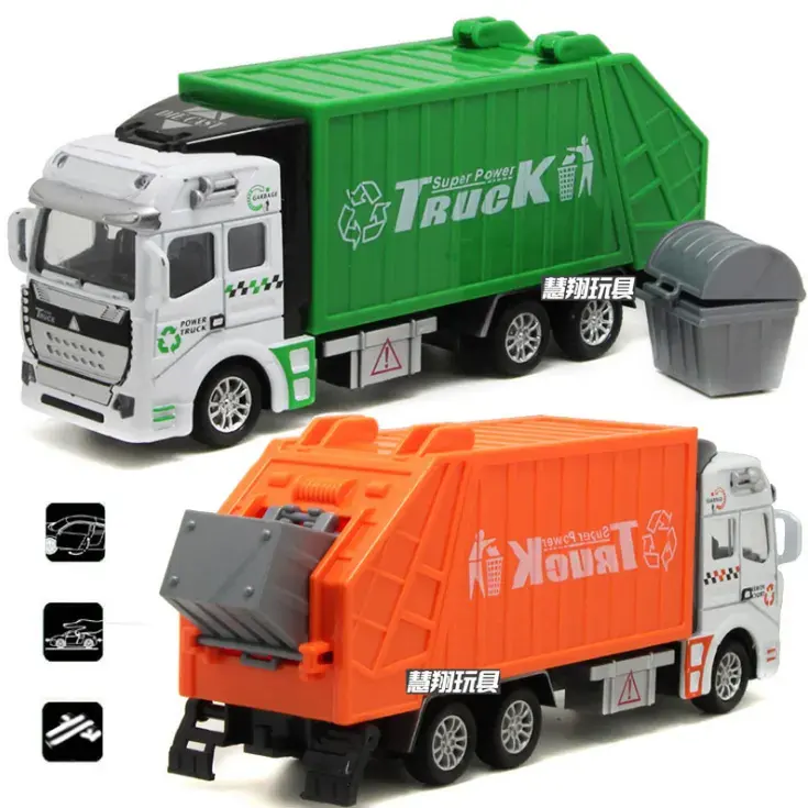 EPT toptan geri çekin çöp Diecast kamyon modeli oyuncaklar yeşil Diy kamyonlar için plastik çocuk sanitasyon kutular araç araba çocuk için