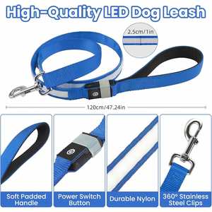 New Arrival Wholesale Illuminating Walking Night Glowing USB Rechargeable Led <b>Dog</b> Leash - Product Image 5