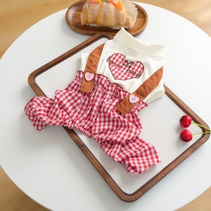 Sevgililer Günü Ekose Kalp Desenli Çift Kıyafetleri Sevimli Eşleşen Köpek Kedi Giysileri Tatil Partisi Kostümü - Product Image 5