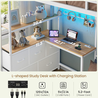 Lit superposé avec bureau intégré, design moderne durable, gain de place, respectueux de l'environnement, structure en métal, pour hôtel, appartement, salon, école