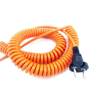 Cable de alimentación de enchufe europeo, Cable espiral de resorte retráctil para electrodomésticos y portátiles