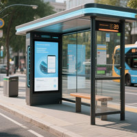 Station d'arrêt de bus intelligente en acier galvanisé personnalisée avec écran LED HD et protection IP65 contre les intempéries pour les transports publics en extérieur