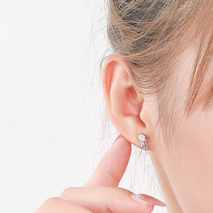 Orecchini a bottone in argento Sterling 925 con zirconi graziosi orecchini estivi alla moda per animali domestici per ragazze piccole borchie in pietra - Product Image 5