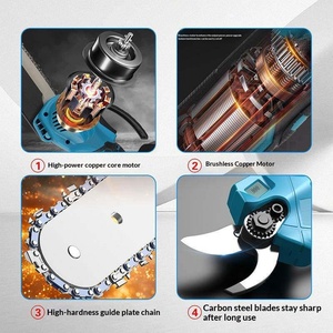 Ensemble de sécateur télescopique sans fil 4-en-1 avec tronçonneuse et cisailles, 21V, moteur sans balais, double <span class=keywords><strong>batterie</strong></span>, certifié CE, outil de jardinage - Product Image 3
