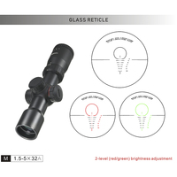 Vente en gros d'usine, lunette de visée optique HD 1,5-5X32 pour arbalètes, alliage d'aluminium, étanche, multi-réticules, verre gravé