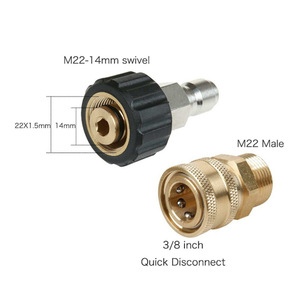 Adaptateur à connexion rapide M22 1.5 3/8 pour tuyau et pistolet de nettoyeur haute pression, pression réglable en métal - Product Image 3