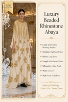 Robe de bal musulmane pour femmes, robe longue à manches longues, col rond, coupe ample, brodée de perles, de strass et de sequins, kaftan abaya
