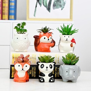 Vasi <span class=keywords><strong>in</strong></span> Ceramica per Piante Grasse a Forma di Animali Cartoon Carini con Foro di Drenaggio - Design Ecologico per <span class=keywords><strong>Giardino</strong></span> da Scrivania - Product Image 3