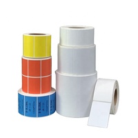 Étiquettes thermiques directes de taille personnalisée, étiquettes rondes colorées autocollantes imprimables, rouleau d'étiquettes vierges pour transfert thermique