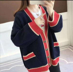 <span class=keywords><strong>Pull</strong></span> en laine à rayures tendance pour <span class=keywords><strong>femme</strong></span>, col en V, manches longues, tricot décontracté pour l'hiver - Product Image 5