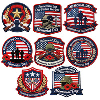 Écussons brodés du drapeau américain pour le Memorial Day, à thermocoller ou à coudre, badges patriotiques et appliques à thème militaire pour vestes, chapeaux, sacs