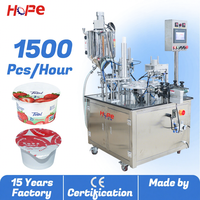 Machine de remplissage et de scellage rotative automatique à tête unique pour jus, liquides, yaourts, gobelets, bouteilles et verres