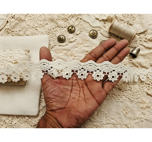 Belle dentelle en coton à motif floral B.R. FASHIONS Ruban de 1'' de largeur pour tenues de mariée, décoration de vêtements, artisanat domestique, couture - Product Image 4