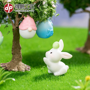 Dp Miniature Resin Bunny Figurines Easter Decorations Animal Shape Desktop Car Ornament - Product Image 4