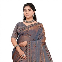 Saree Satin Fandy Desainer India untuk Wanita, Bordir Zirkon Berlian, Desain Patola, Gaya Tradisional untuk Pesta Pernikahan