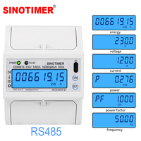 Medidor de Energía Monofásico con Pantalla LCD 5(80)A 230V AC DDS6619-015 Modbus RTU, Medidor de Potencia con Pantalla Retroiluminada para Riel DIN