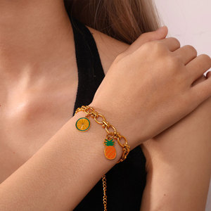 Dijes de Frutas Esmaltados de Acero Inoxidable 316L con Baño de Oro de 14k y 18k, Personalizados DIY de Lujo para la Fabricación de Joyas, Collares y Pulseras al por Mayor - Product Image 4