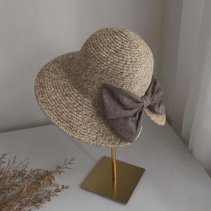 Sombrero <span class=keywords><strong>de</strong></span> paja con lazo encantador para mujer, sombrero <span class=keywords><strong>de</strong></span> pescador con flores <span class=keywords><strong>de</strong></span> verano, parasol versátil, fondos para padres e hijos - Product Image 2