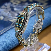 Bracelet pour homme en perles Dzi à neuf yeux, style ethnique vintage tendance, personnalisé, haut de gamme, mantra à six mots