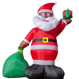 Décoration gonflable géante de Père Noël à visage noir de 12 pieds, 16 pieds, 18 pieds avec sac cadeau complet - Product Image 1