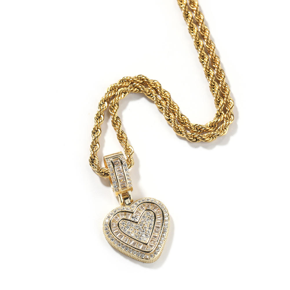 Golden rock candy heart + 3mm24inch twist chain