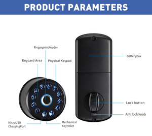 Serrure de porte d'entrée étanche à bouton physique, avec envoi de code, télécommande <span class=keywords><strong>électronique</strong></span>, verrouillage intelligent TTLock à empreinte digitale - Product Image 6