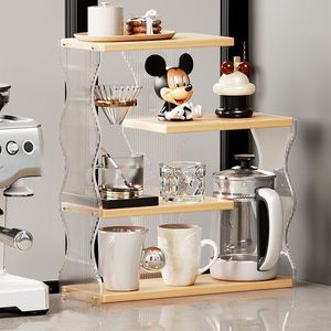 Multi Layer <b>Desktop</b> Shelf 4 Tier Wood Acrylic Storage <b>Organizer</b> <b>For</b> Kitchen Cup Holder Beverage Station - Product Image 1