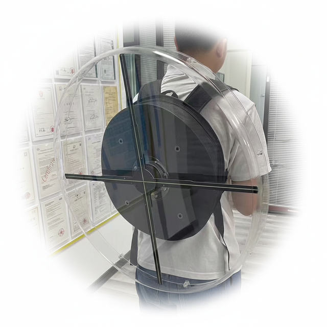 65cm Backpack 3D Hologram Led Fan Portable 3D Holographic Advertising Machine Walking Advertising Backpack Including Battery