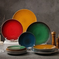 Assiettes en céramique tournées au four, assiettes à petit-déjeuner, assiettes haut de gamme pour restaurants et hôtels, assiettes créatives pour steak, dessert et salade, compatibles micro-ondes