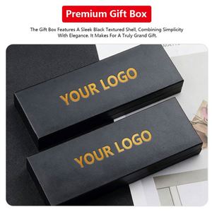 Promotional Custom Pen Logo Luxury Business Gift Black Metal <b>Roller</b> 2 Refills Ball Point Pens Set With Box - Product Image 5