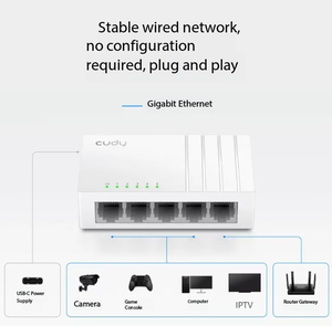 GS105U Switch Gigabit de 5 Puertos, Alimentado por USB-C, Expansor de Puertos Ethernet, Router Plug and Play, Artículos Inteligentes para el Hogar - Product Image 4
