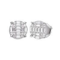 Meilleures ventes de boucles d'oreilles en argent sterling 925 avec diamant et zircon cubique Hip Hop Rectangle pour rappeur danseur