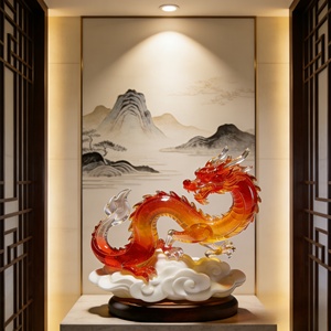 รูปปั้นมังกรเรซินคริสตัลใสนำโชคมาเป็นมงคลอาชีพถอดออก - Product Image 5