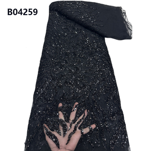 Chocoo Giá Rẻ Giá Sang Trọng Màu Trắng <span class=keywords><strong>Net</strong></span> Sequin Ren Vải 2024 Thêu Hạt Ren Vải Cho Váy Cưới - Product Image 4