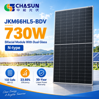 Panneau solaire Jinko JKM730N-66HL5-BDV 730W N Type TOPCon Bifacial Double Verre HOT 3.0 Haute Puissance pour Installation Commerciale et Utilitaire