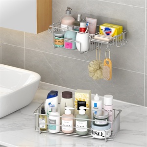 304 Stainless Steel Modern Bathroom Double-tier Rack Punch-free Wall-mounted Rectangle Set Multifunctional <b>Waterproof</b> Towel - Product Image 4