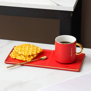 <span class=keywords><strong>Rosa</strong></span> su ordinazione golden rim elegante rettangolo piattino tazza di latte riutilizzabili espresso in ceramica <span class=keywords><strong>tazze</strong></span> di tè tazza di caffè - Product Image 3