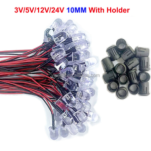 مصباح LED DIP 10 مم عالي السطوع مع كابل توصيل، ديودات LED مسبقة التوصيل - Product Image 1