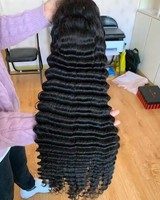 Wig Rambut Asli Brasil Tanpa Lem, Wig Lace Front Vietnam Original Deep Wave untuk Wanita Kulit Hitam, Wig Full Lace Frontal