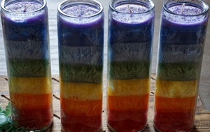Wholesale 8 Inch Rainbow <strong>Glass</strong> <strong>Jar</strong> 7 Days Religious <strong>Candles</strong>/Chakra <strong>Candles</strong> for Meditation - Product Image 5