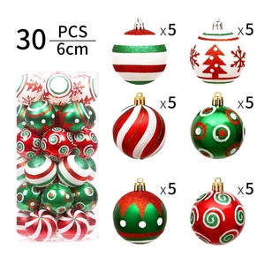 Adornos navideños Bolas de plástico cromadas de 6cm con diseños pintados Decoraciones colgantes para juego de adornos de árbol de Navidad - Product Image 1