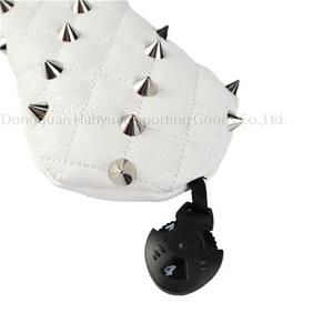 En gros, Housses de tête de clubs de golf pour Driver, Fairway Wood et Hybride, en cuir blanc imperméable, avec rivets dorés en PC - Product Image 6