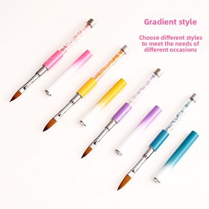Oval Metal Handle Crystal Rhinestone UV Gel Carving Pen Brush <b>Liquid</b> Powder DIY <b>Nail</b> Drawing Tool - Product Image 2