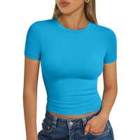 T-shirt de course basique à séchage rapide pour femmes T-shirts vierges personnalisés Hauts courts pour femmes T-shirt de sport Slim Fit