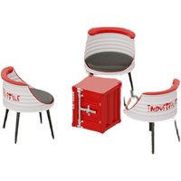 Ensemble table et chaises de camping d'extérieur, mobilier moderne en métal et fer, idéal pour les centres commerciaux, les salons de thé et les espaces publics.